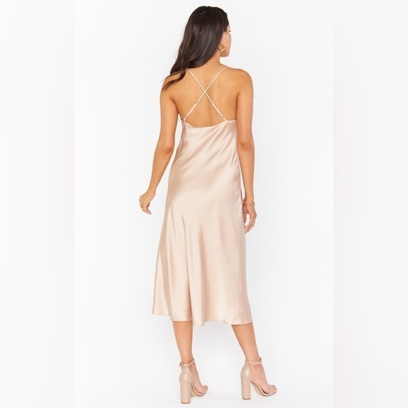 Show Me Your Mumu Verona Cowl Dress in champagne luxe satin large - Picture 4 of 11